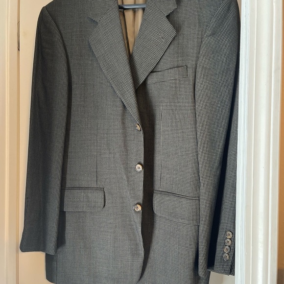 Oscar de la Renta Vintage 100% wool Black Houndstooth 40R Sport Jacket - Picture 2 of 6